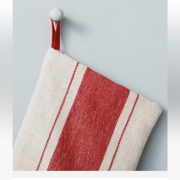 NWT Christmas Holiday Stocking Hearth & Hand w/ Magnolia-Red/Cream Center Stripe - Picture 2 of 4